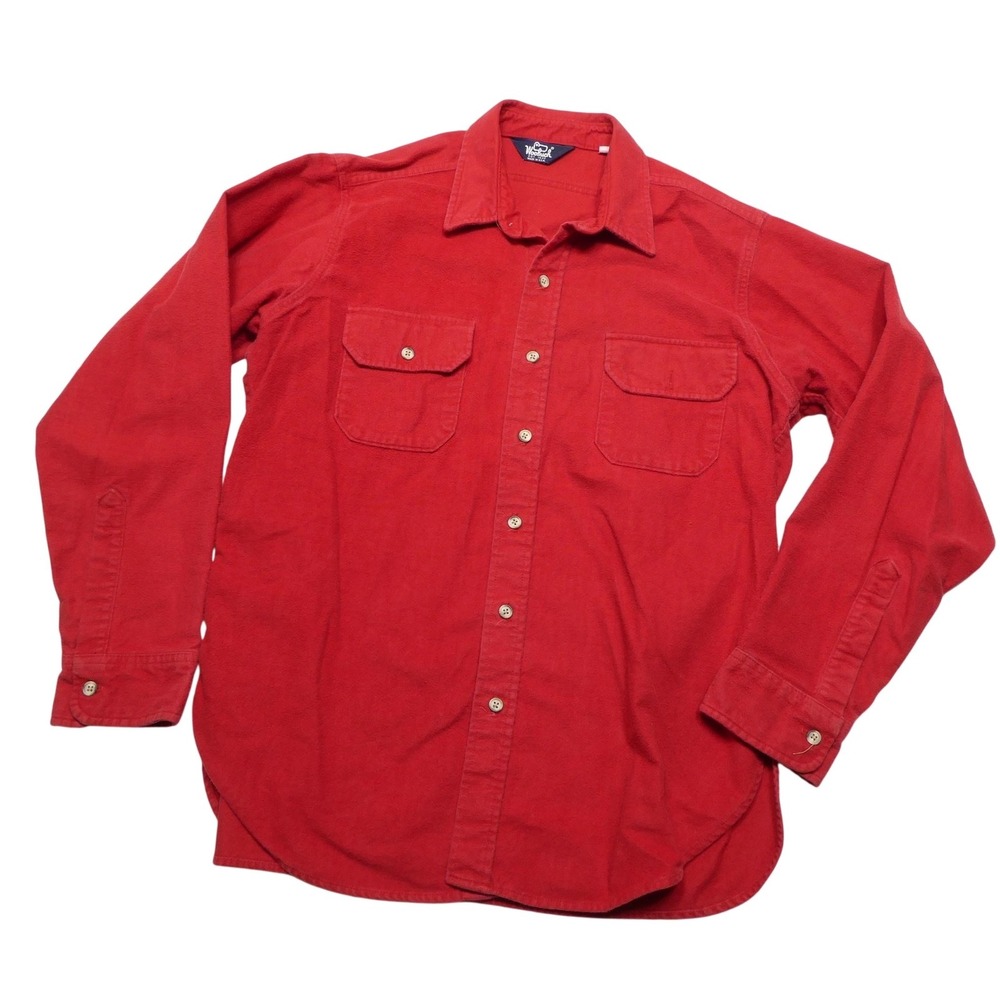 Vintage Woolrich Shirt Mens XL Red Solid Flannel Long Sleeve Button Made In USA